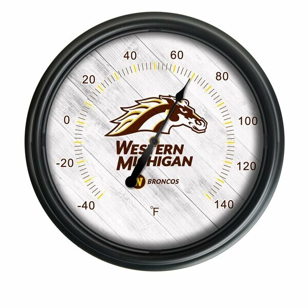 Western Michigan University Indoor/Outdoor LED Thermometer, Holland Bar Stool Co, Mfr#: ODThrm14BK-08WestMI
